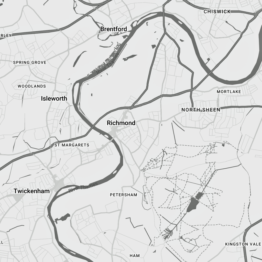 south west london map b&w